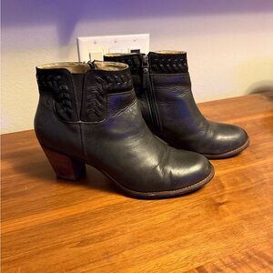 OluKai Black Leather Ankle Booties